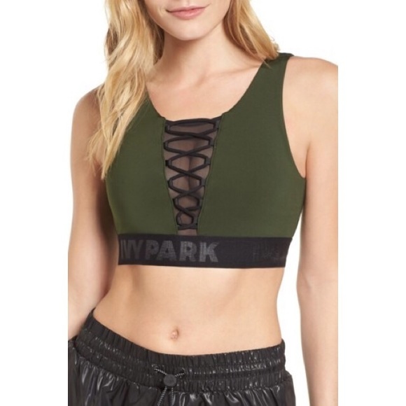 IVY PARK Other - IVY PARK Mesh Lace Up Sports Bra in Green